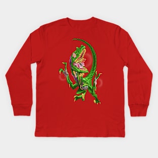 Flower Raptor Kids Long Sleeve T-Shirt